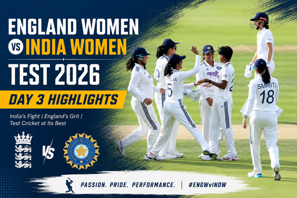 England Women vs India Women Test 2026 Day 3 Highlights
