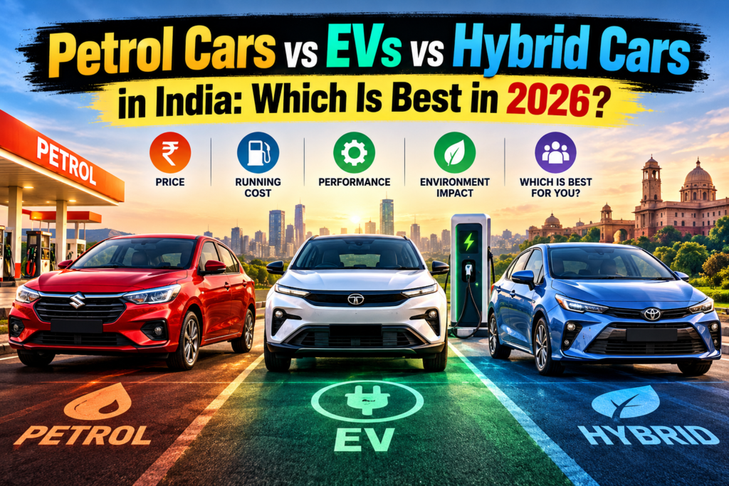 Petrol vs EVs vs Hybrid Cars in India
